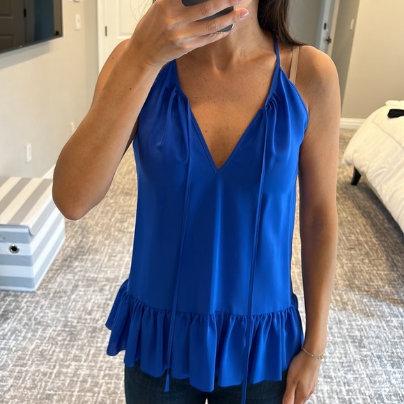 Amanda Uprichard Royal Blue Silk Ruffle Tank - Picture 2 of 7
